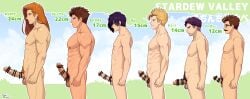 6+boys abs absurdres alex_(stardew_valley) arima_(arima_bn) balls bigger_than_me_dammit black_hair blonde_hair brown_hair censored chart comparing comparing_penis comparison completely_nude dark-skinned_male dark_skin dick_chart elliott_(stardew_valley) erection facial_hair foreskin harvey_(stardew_valley) highres human human_only hunched_over large_penis long_hair male male_focus male_only male_pubic_hair moustache multiple_boys muscular muscular_male nude partially_retracted_foreskin pectorals penis penis_chart penis_size_difference plump pubic_hair sam_(stardew_valley) sebastian_(stardew_valley) shane_(stardew_valley) small_penis smile standing stardew_valley testicles uncircumcised