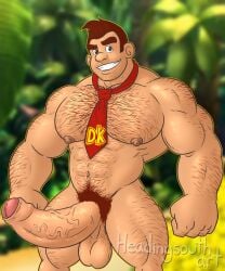 1boy abs balls ballsack bara beefy big_balls big_penis body_hair boner brown_eyes brown_hair cartoony chin_pubes dangling_testicles donkey_kong donkey_kong_(series) erection facial_hair foreskin foreskin_folds gijinka glans hairy hairy_male headingsouth human humanized intact low_hanging_balls male male_nipples male_only male_pubic_hair muscles muscular_male necktie nintendo nude nude_male partially_retracted_foreskin pecs penis scrotum solo testicles tie tight_foreskin uncut veiny_penis