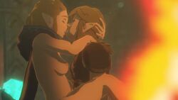 3d ambiguous_penetration animated blonde_hair breath_of_the_wild carrying female fire flame hi_res highres hugging hylian link_(breath_of_the_wild) male no_sound pale_skin pointy_ears princess_zelda romantic sable_serviette sex short_playtime small_breasts standing_sex tears_of_the_kingdom the_legend_of_zelda video zelda_(tears_of_the_kingdom)