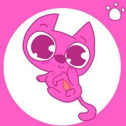 adorable animal_genitalia animal_penis balls balls_outline bobycatxd cub cute domestic_cat felid feline feral hoops_&_yoyo hoops_(hoops_&_yoyo) legs_up paws pink_background pink_fur tail younger_male zoophilia