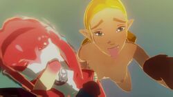 3d animated blonde_female blonde_hair breath_of_the_wild hi_res highres mipha no_sound princess_zelda sable_serviette short_playtime tagme the_legend_of_zelda video webm zelda_(breath_of_the_wild) zora