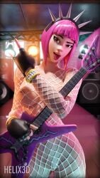 1girls alternate_version_available areolae bracelet breasts breasts_out breasts_outside captain_hotdog casual epic_games female female_focus female_only fingerless_gloves fishnet fishnets fortnite guitar handwear helix3d human light-skinned_female light_skin looking_at_viewer musical_instrument navel nipples open_mouth pale-skinned_female pale_skin pink_hair power_chord short_hair solo solo_female solo_focus thick_thighs toned toned_belly toned_body toned_female toned_stomach tongue tongue_out wide_hips