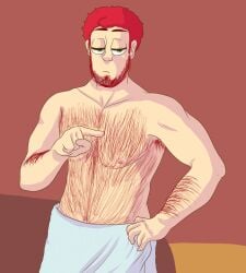 aged_up body_hair chest_hair happyhcartoons kyle_broflovski male_focus male_only male_solo shirtless_male solo_male south_park towel_around_waist