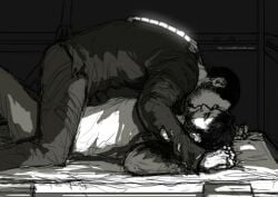 2boys bed dead_space dead_space_3 gay isaac_clarke john_carver kissing love male nood_(artist) tagme uncolored