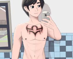 abs aged_up belly_button ear_piercing male male_focus male_only muscular muscular_male phone selfie south_park stan_marsh tattoo