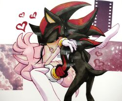 amy_rose anthro black_body black_fur bodily_fluids cum duo female fur genital_fluids male male/female pink_body pink_fur sega sex shadow_the_hedgehog snowy18 sonic_(series) sonic_the_hedgehog_(series) tagme tail