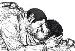 2boys dead_space dead_space_3 gay isaac_clarke john_carver kissing love male nood_(artist) tagme uncolored