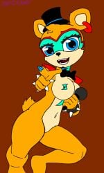 animatronic bear female female_only five_nights_at_freddy's five_nights_at_freddy's:_security_breach freddy_(fnaf) glamrock_freddy_(fnaf) jsprdraws looking_at_viewer microphone robot rule_63 singing top_hat