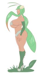 annon anthro bimbo breasts bug_girl green_hair green_lipstick high_heel_boots high_heels mantis original personification praying_mantis