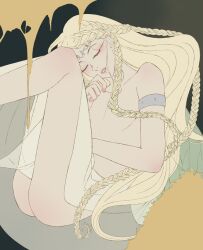 1boy 2d ass blonde_hair danae_(gustav_klimt) deity elden_ring femboy fine_art_parody fromsoftware god legs light-skinned_male male male_only miquella miquella_the_kind parody public_domain shadow_of_the_erdtree thighs unknown_source