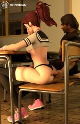 1boy 1girls 3d ass_grab black_thong classroom cole_cassidy crop_top d.va dark_brown_hair female full_body groping groping_ass hanabi3d hetero high_ponytail indoors kneesocks legwear long_hair male no_bra no_pants no_skirt overwatch pink_sneakers ponytail revealing_clothes running_bond school school_chair school_desk school_uniform schoolgirl sitting skimpy stealth_ass_grab stubble thighhighs thong touching_pussy underboob window wooden_floor