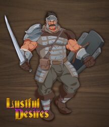 bara bulge gay lustful_desires male male_only moustache muscles muscular northcrest_guard shield solo solo_male sword zoroj