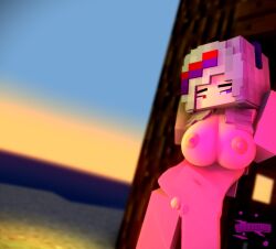 1girls 3d armpits arms_up big_breasts female gray_hair mine-imator minecraft naked purple_eyes red_eyes solo tagme xxtrixie_(xxtrixieggman9) xxtrixieggman9