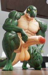 2022 3d_(artwork) abs anthro balls big_balls big_muscles big_penis claws connivingrat crocodile crocodilian crocodylid digital_media_(artwork) erection foreskin genitals helm_(connivingrat) hi_res huge_balls huge_cock huge_muscles inside kneeling looking_at_viewer male male_only muscular muscular_anthro muscular_male nipples non-mammal_balls non-mammal_nipples nude on_one_knee pecs penis reptile saggy_balls scalie solo teeth vein