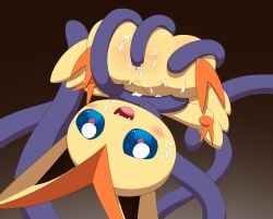 <3_eyes 2020 2_toes 3_fingers big_ears blue_eyes blue_sclera blush bodily_fluids consentacles cum cum_on_face cute_fangs fangs feet female feral feral_only fingers genital_fluids genitals gesture heart hi_res legendary_pokémon looking_at_viewer mammal minami_(artist) nintendo open_mouth penetration pokémon_(species) pokemon pussy solo tentacle tentacle_sex toes tongue uncensored upside-down v_sign vaginal_penetration victini video_games wings