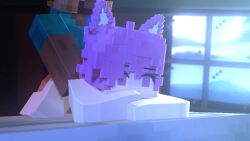 1boy 1girls 3d animated doggy_style mine-imator minecraft mizuki_(mymizukid) mymizukid naked pink_ears pink_eyes pink_hair sex sound steve_(minecraft) tagme video white_body