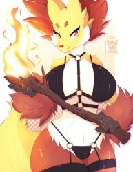 big_breasts delphox female pokémon_(species) pokemon skwidbone tagme