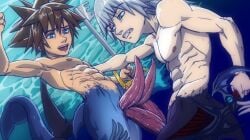 abs anal animal_genitalia animal_penis diphallia diphallism gay inicka-iniers kingdom_hearts male male/male male_focus male_only male_penetrated merfolk mermaid merman multi_penis muscular muscular_male penis riku slit_penetration sora yaoi