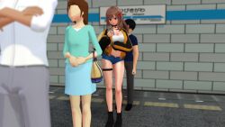 1boy 1girls 3d animated belly_button big_breasts bottomless breasts brown_hair casual_sex censored clothed_female clothed_sex crop_top cum cum_on_body cum_on_clothes cum_on_leg cum_on_lower_body cum_on_thighs cumming duo_focus emotionless exhibitionism exposed_belly faceless_female faceless_male female flim13 humping male mikumikudance mmd mp4 navel outercourse penis phone pubic_hair public public_nudity public_sex short_shorts smaller_male sound standing standing_sex stealth_sex taller_female taller_girl thick_thighs thigh_gap thigh_rub thighs unaware video video_call
