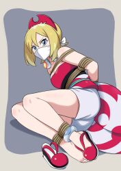 1girls angry blonde_hair blue_eyes bondage feet female foot_focus gag irida_(pokemon) lostonezero nintendo pokemon pokemon_legends:_arceus