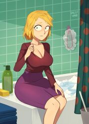 1girls barleyshake big_breasts blonde_hair blush breasts cleavage linda_stotch looking_at_viewer milf sfw short_hair south_park tagme