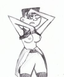 breasts danny_phantom female female_only nickelodeon nipples sketch stripping valerie_gray valerie_gray_(future)