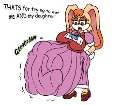 anthro archie_comics belly big_belly clothing digestion_noises dress duo felid feline female female/female female_pred female_predator female_prey forced hi_res lagomorph large_breasts leporid lynx mammal nicole_the_lynx open_mouth oral_vore rabbit sega smog01 sonic_(series) sonic_the_hedgehog_(archie) sonic_the_hedgehog_(comics) sonic_the_hedgehog_(series) unwilling_vore vanilla_the_rabbit vore