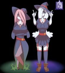 2girls big_balls big_breasts big_penis clothed clothing cum cumshot female female_only fully_clothed kindle_(zeltanari) little_witch_academia original_character self_upload sucy_manbavaran zeltanari