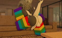 1boy 3d ass balls blush cock gabbers gay glasses legwear presenting_hindquarters pride_colors roblox robloxian sea_(searr34) shark striped_legwear tagme