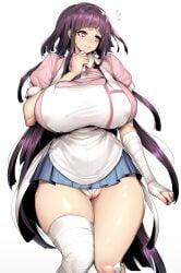 danganronpa danganronpa_2:_goodbye_despair exposed exposed_pussy female_only larger_female plump shy smooth_skin solo thirty_8ght tsumiki_mikan