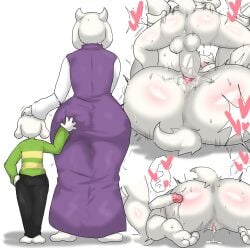 1boy 1girls 2animals age_difference aged_up asriel asriel_dreemurr ass ass_grab balls bigger_female blush cum cum_in_pussy cum_inside cum_leak cum_leaking dick enigi09 feet female goat goat_girl goat_horns goat_humanoid green_clothing heart incest larger_female legs_up mating_press mother mother_and_child mother_and_son penis purple_clothing pussy pussy_juice size_difference smaller_male son stealth_ass_grab sweat tail testicles toriel undertale vagina