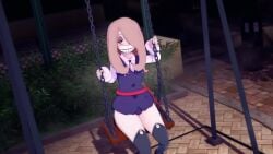 1girls 3d animated blush bottomless dildo dildo_in_pussy dildo_sitting exhibitionism face_mask female hidden_dildo little_witch_academia loluncc mp4 no_panties no_sound pussy_juice sex_toy slq stockings sucy_manbavaran swing_set video