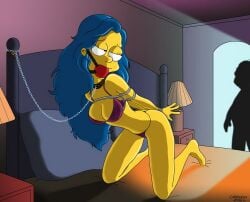 ball_gag bondage cabroon collar gag marge_simpson rope_bondage the_simpsons