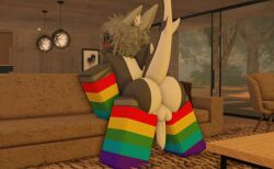 1boy 3d balls blush cock gabbers gay glasses legwear nervous presenting_hindquarters pride_colors roblox robloxian sea_(searr34) shark tagme tail_raised