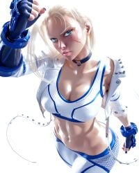 1girls 3d 3d_(artwork) abs athletic_female blonde_hair blue_eyes breasts cammy_white capcom choker facial_scar female female_focus female_only fingerless_gloves fit fit_female fully_clothed gloves large_breasts looking_at_viewer mikadawn open_mouth posing scar short_hair simple_background solo solo_female solo_focus street_fighter wide_hips