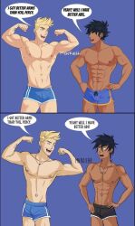 2boys black_hair black_hair_bottom blonde_hair blonde_hair_on_black_hair blonde_hair_top domination gay jason_grace light_hair_on_dark_hair male_only markiehh percy_jackson percy_jackson_and_the_olympians shirtless solo_male tagme