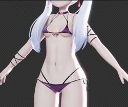 1girls 3d 3d_model bikini elf elf_female female female_focus female_only frieren mantis_x pale-skinned_female pale_skin perky_nipples petite petite_body petite_breasts petite_female small_breasts sousou_no_frieren string_bikini swimsuit swimwear tagme white_hair white_hair_female young_looking_female