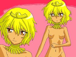 breasts female female_only front_view human lumina_lightsworn_summoner nude pointy_chin solo standing tagme tan_skin yellow_hair yu-gi-oh!