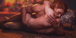 2boys 2males 3d 3d_(artwork) 3d_model astarion baldur's_gate baldur's_gate_3 brown_hair druid elf elf_ear elf_male face_tattoo gay gay_sex halsin holding_partner hugging human_artist in_love indoor_nudity indoors indoors_sex intimate light-skinned_male light_skin loving_embrace mahtsazizi male/male male_focus male_only no_ai nude romantic romantic_ambiance romantic_couple romantic_sex sensual tender vampire_elf white_hair yaoi