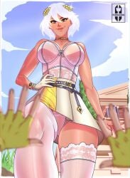 1girls aphrodite aphrodite_(fortnite) corset epic_games female fortnite fortnite:_battle_royale iisfernado lingerie pov skirt tagme upskirt