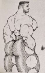 ass biceps big_ass big_butt black_and_white butt huge_ass huge_butt lingerie male male_only muscles muscular muscular_male pecs rodrigolandave8 sketch thick_thighs uncolored