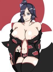 1girls bman700 breasts female female_only highres irisminomaru500 konan large_breasts naruto nipples panties smile solo