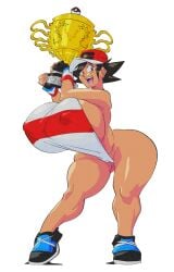 ash_ketchum female genderswap_(mtf) huge_ass huge_breasts nipple_bulge pokemon pokemon_(anime) rule_63 satoshi_(pokemon) slb thick_thighs wide_hips