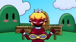 alternate_species animated bmasterad bob-omb bomb breast_expansion breasts_bigger_than_head dizzy expansion explosion huge_breasts mario_(series) mp4 panic post_transformation princess_peach sound sound_effects swirly_eyes tagme video