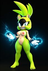 3d 3d_(artwork) ai_generated breasts female novelai pussy sonic_(series) sonic_the_hedgehog_(series) surge_the_tenrec