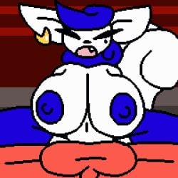 1boy 1girls animated anthro balls beauty_mark big_breasts clitoris closed_eyes earrings feline female furry groovemanyulameister jiggling_breasts meowstic open_mouth penis pixel_animation pixel_art pokémon_(species) pokemon pussy sex tagme thick_thighs thighhighs vaginal_penetration