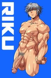 1boy abs ichan ignition_crisis kingdom_hearts male_focus male_only muscle nude penis presenting riku silver_hair solo