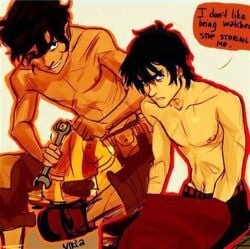 2boys heroes_of_olympus leo_valdez nico_di_angelo percy_jackson_and_the_olympians shirtless shirtless_male solo_male tagme viria_(artist)