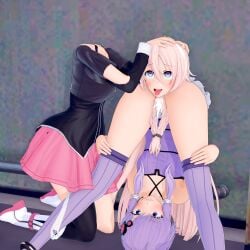 2girls 3d ahe_gao blush body_horror cevio cum cum_drip cum_dripping_out_of_pussy cum_in_pussy detached_head ejaculation highhijiki holding_head ia_(vocaloid) koikatsu koikatsu_(medium) monophallia nightmare_fuel penis penis_neck unusual_genitalia_placement unusual_penis_placement unusual_pussy_placement upside-down vaginal_penetration voiceroid weird what yuzuki_yukari