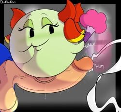 1boy 1girls balls big_penis boo_(mario) cum cumshot davidsanchan fan female ghost ghost_girl hairbow lady_bow male mario mario_(series) paper_mario penis sitting sitting_on_penis smug